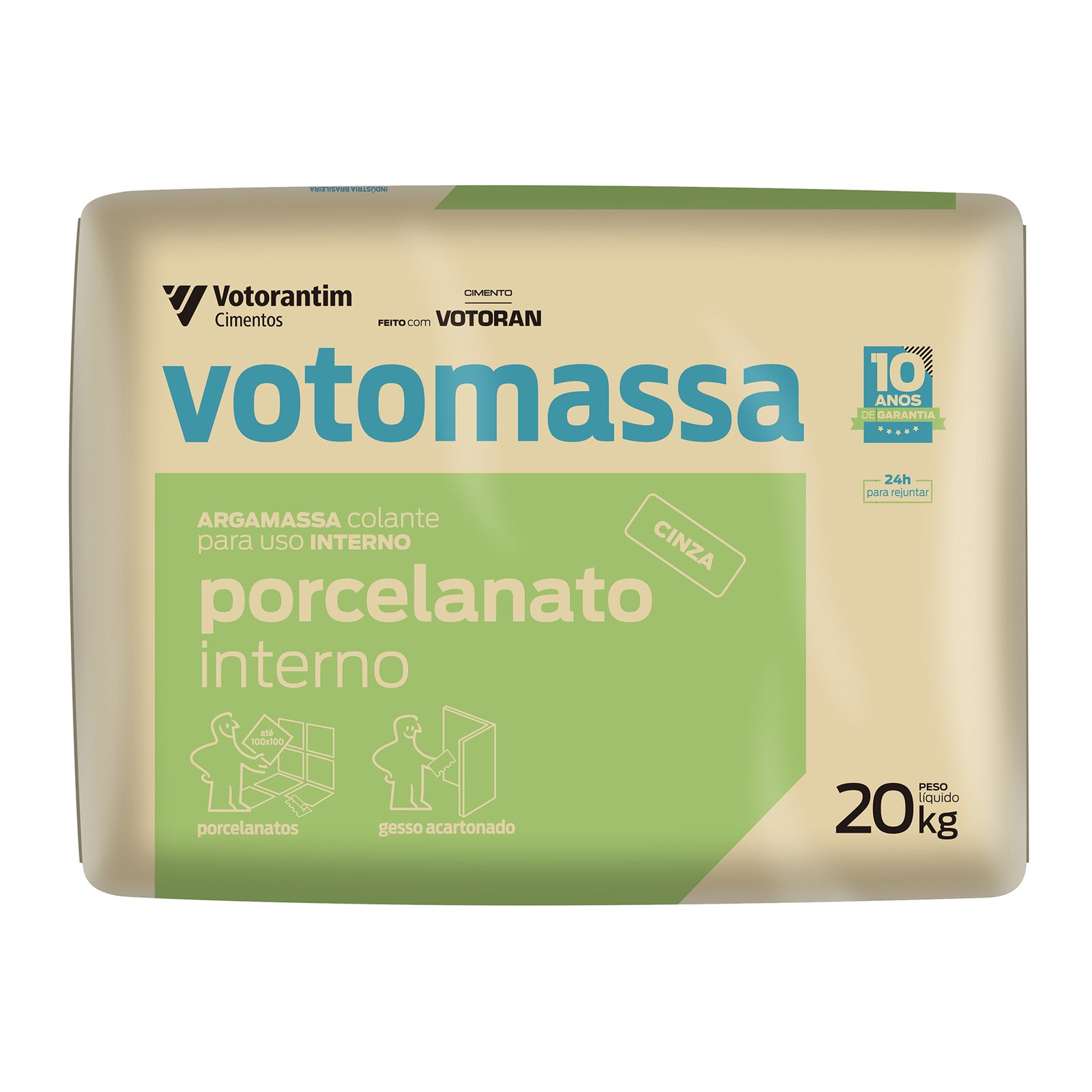 Argamassa Porcelanato Interno Cinza 20kg Votoran