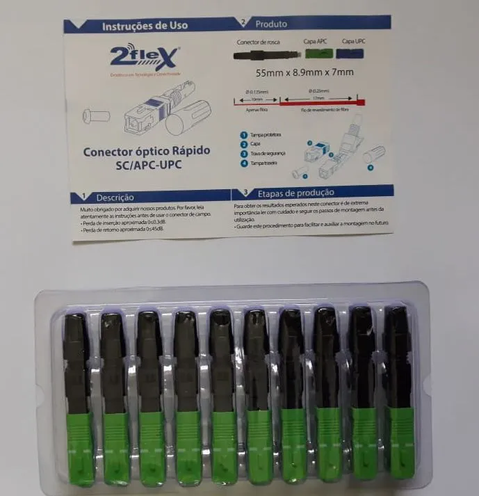 Conector Fibra Optica Sc/apc 2flex Homologado 10UN